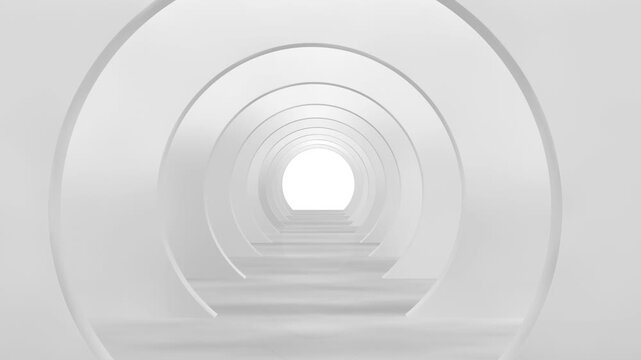 clean white tunnel with circular arches background