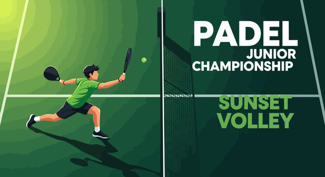 Padel Juniors Championship Action at Sunset Volley, Sports Game Recreation Illustrative