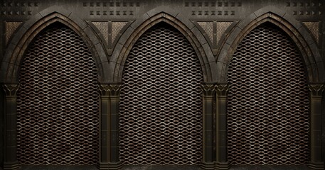 Naklejka premium Gothic Arcade Rusted Metal Cyberpunk