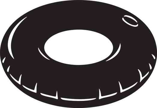 Silhouette of an inflatable pool float (donut shape)