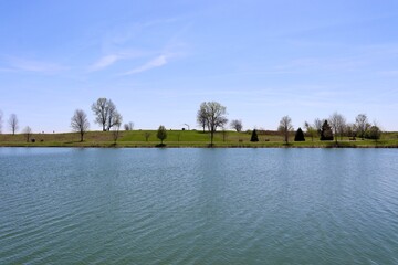 Fototapeta premium The quiet lake in the country on a sunny day.