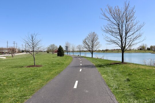 The pathway in the park on a sunny day.