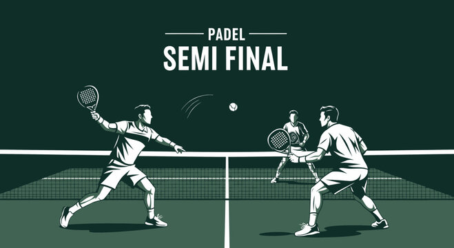 Padel Tournament: Semi Final Match Illustration Depicting Players in Intense Competition