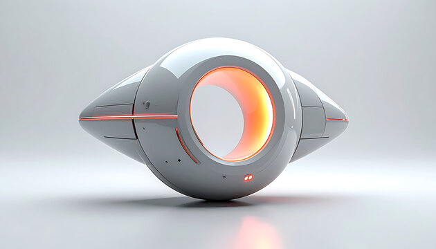 Abstract futuristic glowing orb with a central void and red internal light, sci fi technology, clean design, perfect for digital concepts or space themes