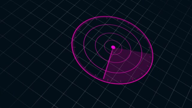 A 3D radar Animation Background. Radar animation on grid background. 3d radar Navigation is looking for objects
