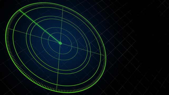 3d radar Navigation bar. a green ray running on the screen of the sea radar