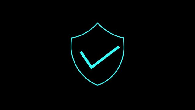 A Security icon and text with glowing  animation in black background
