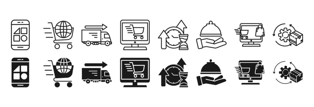 Delivery service icon set. Order and online shopping symbol