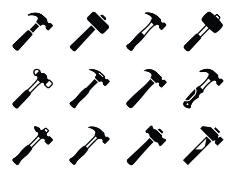 Hammer icon silhouette vector illustration design