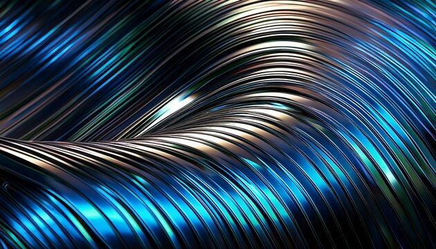 複雑なカーブを描くクロームの抽象テクスチャ