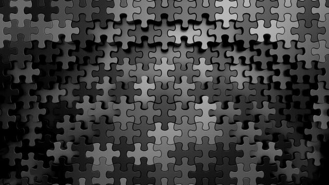 Puzzles Form a Wave. Abstract motion, two color, 3d rendering, 4k resolution
