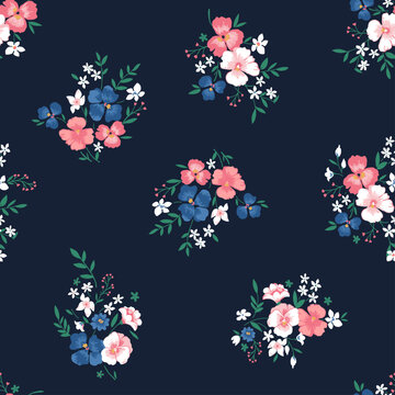 Bunch of bouquet flowers seamless print