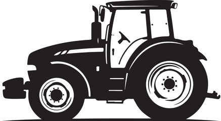 Obraz premium Tractor, farm vehicle, agricultural machinery, black silhouette, vector illustration