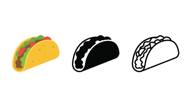 Tacos in different styles isolated Vector