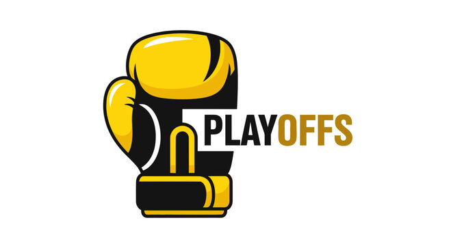 Playoff Boxing Match Logo Design Featuring a Yellow and Black Boxing Glove Symbol