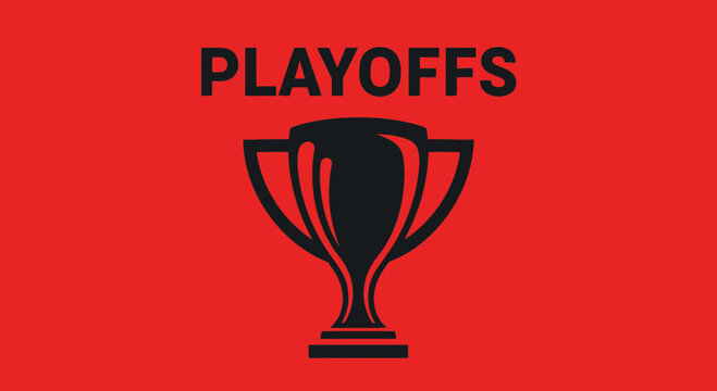 Playoffs Championship Trophy Symbol on Dynamic Red Background for Sports Competitions