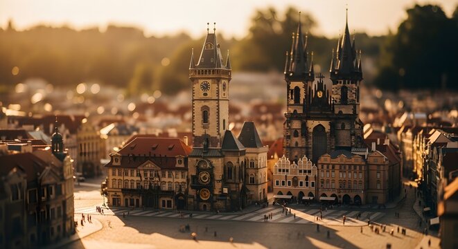 Prague Old Town Square at Sunset.