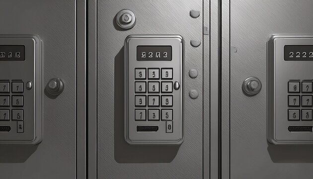 numeric combination lock metal locker safety protection concept photo