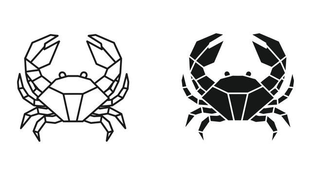 Minimalist crab illustration in black and white contrast