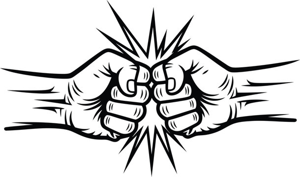 Father's day silhouette of two fists punching together