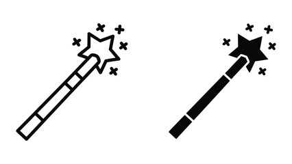 Two magic wands with star tips and sparks © Jahidul