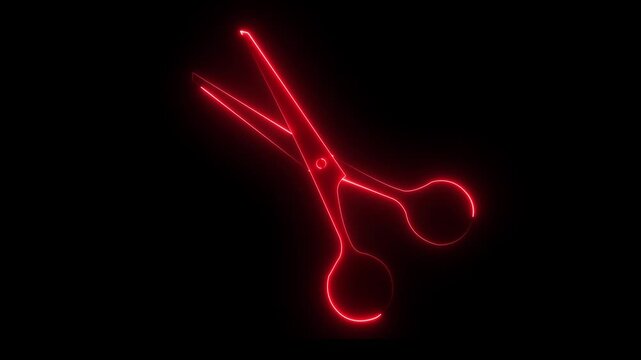 Scissors cutting seamless loop animation. Hairdresser, tailor, craftsmanship concept. Delete, cut idea black blackground.motion animation 4k video...