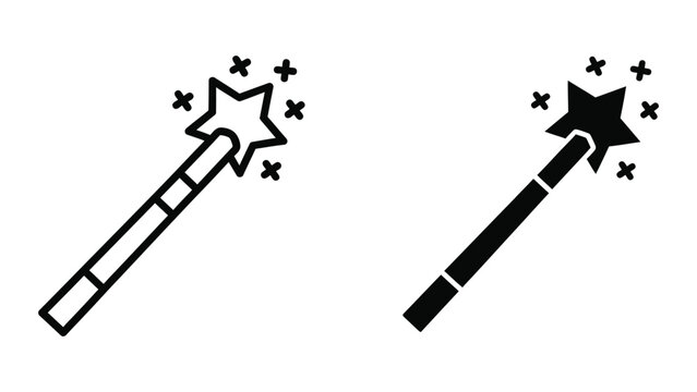 Two magic wands with star tips and sparks