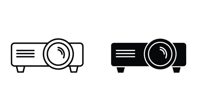 Black and white projector icons with different styles