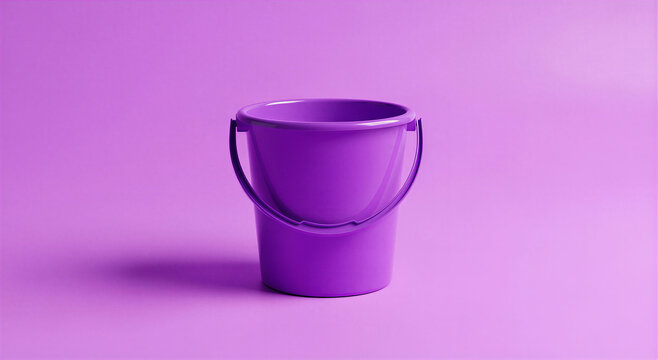 Purple bucket with handle on purple background for storage and organization needs transparent background