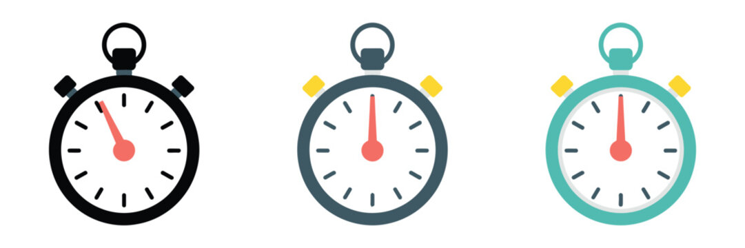 Set of stopwatch icon on a transparent background. Illustration