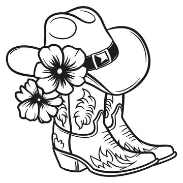 COWBOY BOOTS SVG, Cowboy hat, Sunflowers, Western, Rodeo, Ranch, Cowgirl, Farm, Countryside , Wild west, Svg files for cricut and silhouette