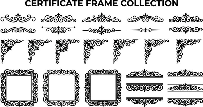 Certificate frame collection with various ornate borders and decorative elements for design