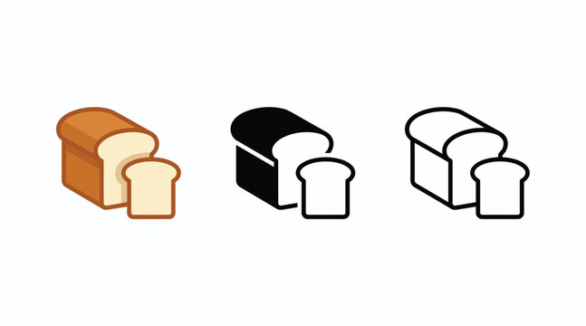 Three bread icons in different styles Vector