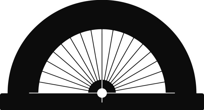 Silhouette of bicycle wheel in motion with sunburst pattern for design and cycling themes