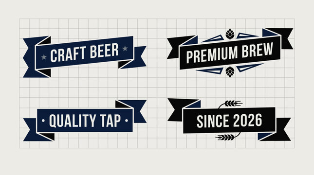 Craft beer labels and ribbons for premium brew quality tap and vintage since 2026