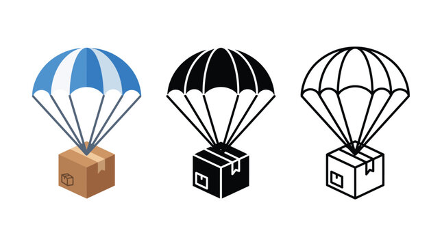 Parachute landing boxes delivery Vector