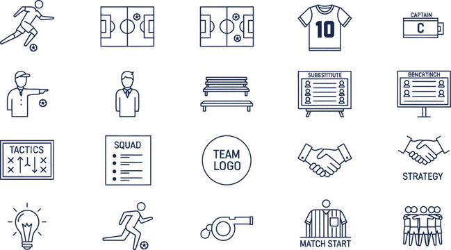 Soccer team management icons