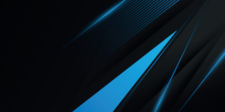Dark gray gradient abstract background with blue geometric shapes and glowing diagonal lines. Modern and futuristic design with elegant light and shadow lines effect.