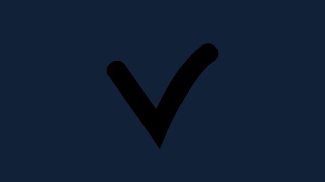 Yes V check mark symbol animation with Alpha channel. 1D motion design element. Self drawing. Access, complete, verification sign sliver blackground motion animation 4k video...