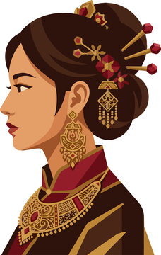 Woman in Traditional Attire with Ornate Jewelry