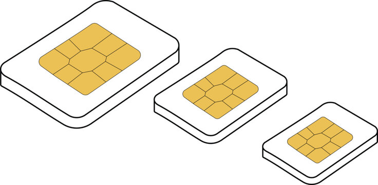 sim cards in different sizes illustration on white background