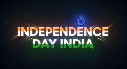 Fototapeta premium Happy independence day india vibrant 3d typography with national flag symbol