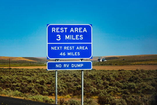 Highway rest area sign, Insterstate 90, Sprague