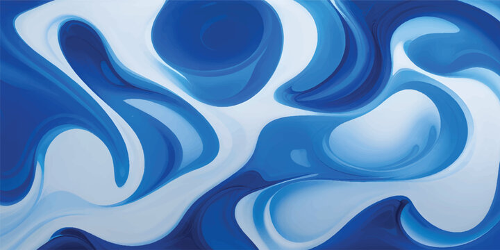 Abstract blue liquid marble texture with silky satin waves and soft flowing gradient background