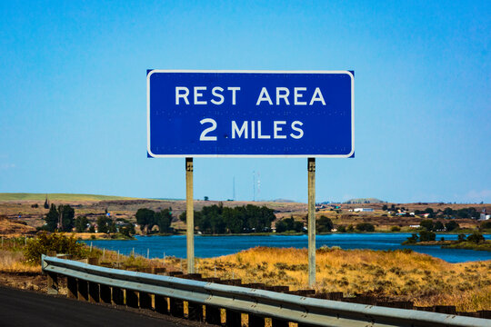 Highway rest area sign, a roadsign on Insterstate 90.