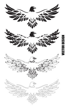 Three variations of an eagle with outstretched wings