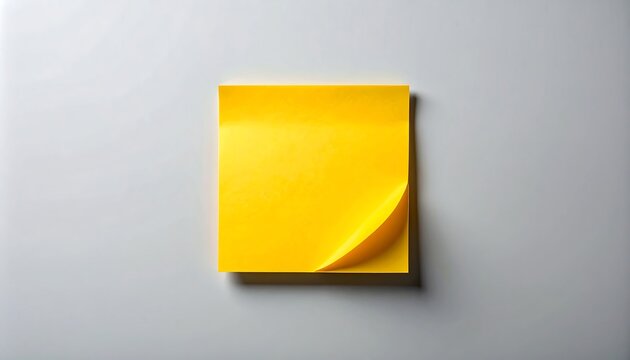 Vibrant Yellow Memo Note on a Neutral Gray Background for Minimal Reminder and Office 