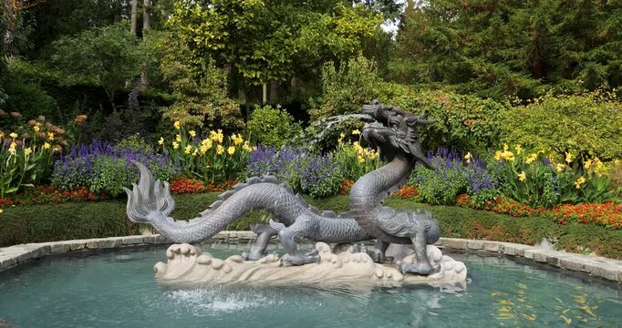 Dragon Fountain in Victoria Butchart Gardens,British Columbia,Canada.