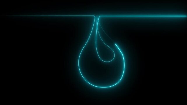 Water drop outline self drawing animation black blackground motion animation 4k video...