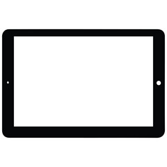 Obraz premium Tablet computer vector silhouette illustration with blank screen and front camera sensor.